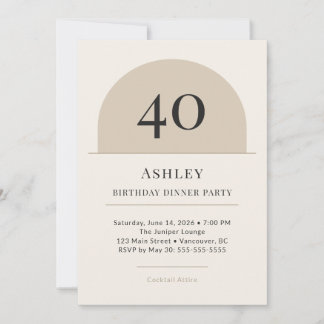 Modern Arch 40th Birthday Dinner Party Invitation