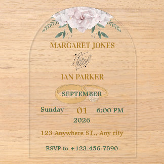 Modern Arch Acrylic Transparent Wedding Invitation