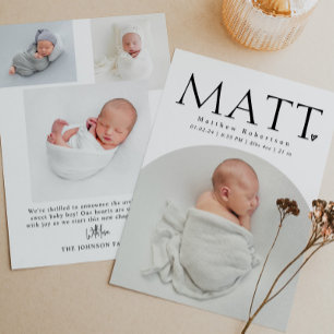 Modern Arch Baby Photo Modern Birth Announcement
