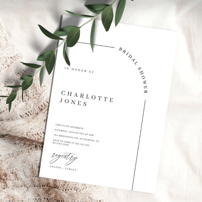 Modern Arch Black and White Bridal Shower Invitati Invitation (Creator Uploaded)