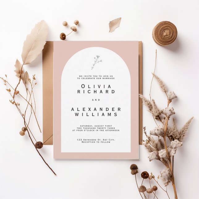 Modern Arch Blush Minimalist Wedding Invitation (Creator Uploaded)