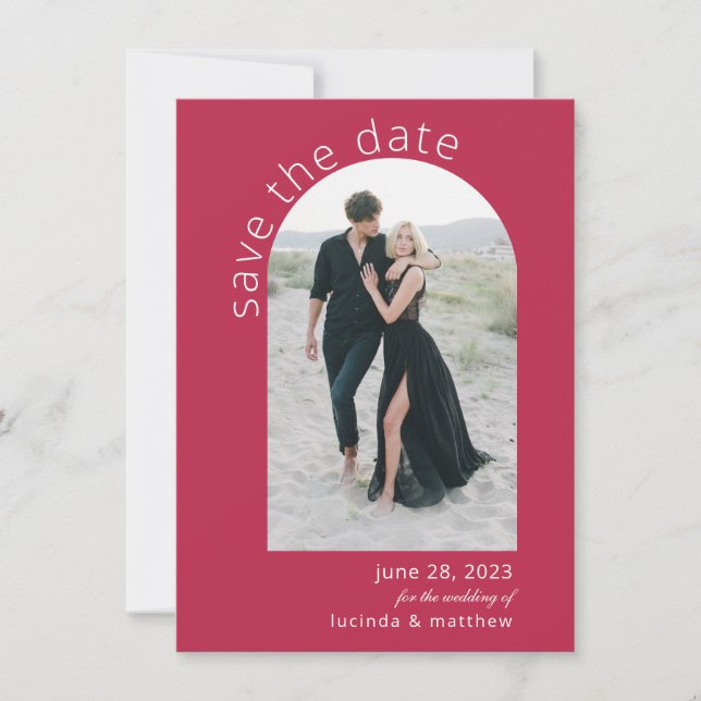 Modern Arch Boho Wedding Save the Date (Front)