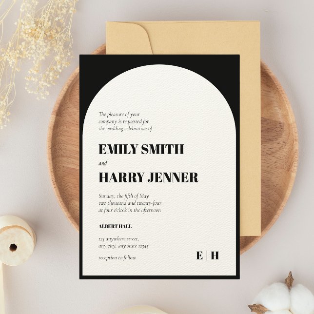 Modern Arch Bold Typography QR code Wedding Invitation (Creator Uploaded)