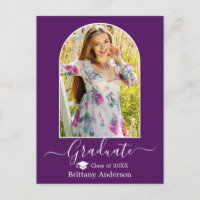 Modern Arch Cap Calligraphy Purple Graduation