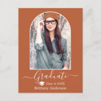 Modern Arch Cap Calligraphy Terracotta Graduation