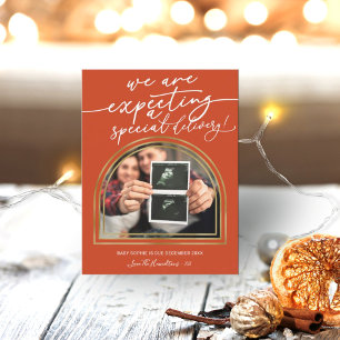 Modern Arch Christmas Pregnancy Announcement 