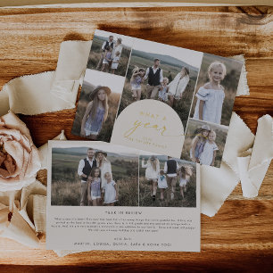 Modern Arch   Cream Foil Multi Photo What A Year Foil Holiday Card