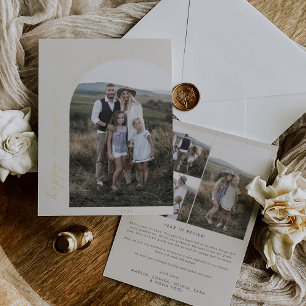 Modern Arch   Cream Foil New Year Photo Holiday Card