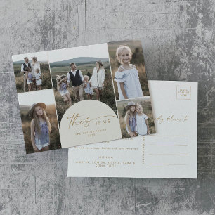 Modern Arch   Cream Multi Photo Family This Is Us Holiday Postcard