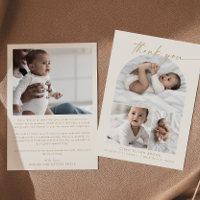 Modern Arch | Cream Photo Collage Thank You Birth