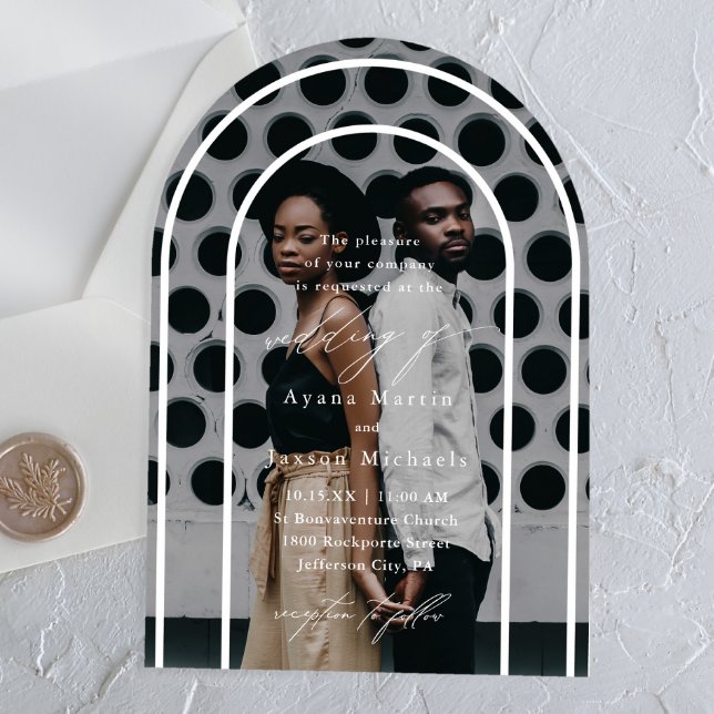 Modern Arch Elegant Photo Wedding Acrylic Invitations (Creator Uploaded)
