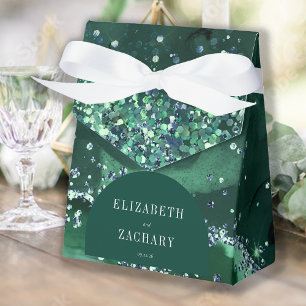 Modern Arch Emerald Green Agate Glitter Favour Box