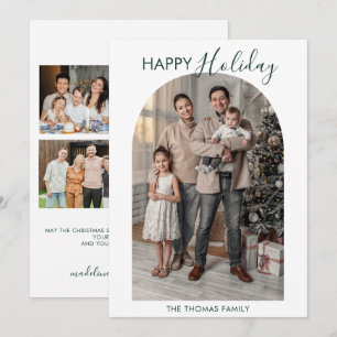 Modern Arch Family Photo Collage Holiday Card