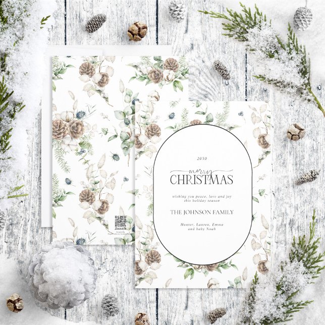 Modern Arch Farmhouse Greenery Merry Christmas Hol Holiday Card (Creator Uploaded)