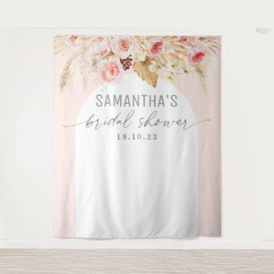 Modern arch  floral bridal shower backdrop tapestry