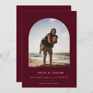 Modern Arch Frame Flat Save The Date Photo Card
