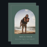 Modern Arch Frame Flat Save The Date Photo Card<br><div class="desc">Modern arch frame,  flat save the date photo card. Minimalist typography design style template with solid hunter green colour backgrounds.</div>