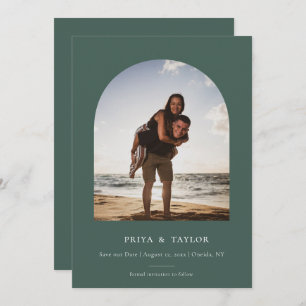 Modern Arch Frame Flat Save The Date Photo Card