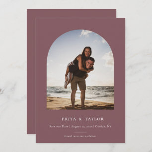 Modern Arch Frame Flat Save The Date Photo Card