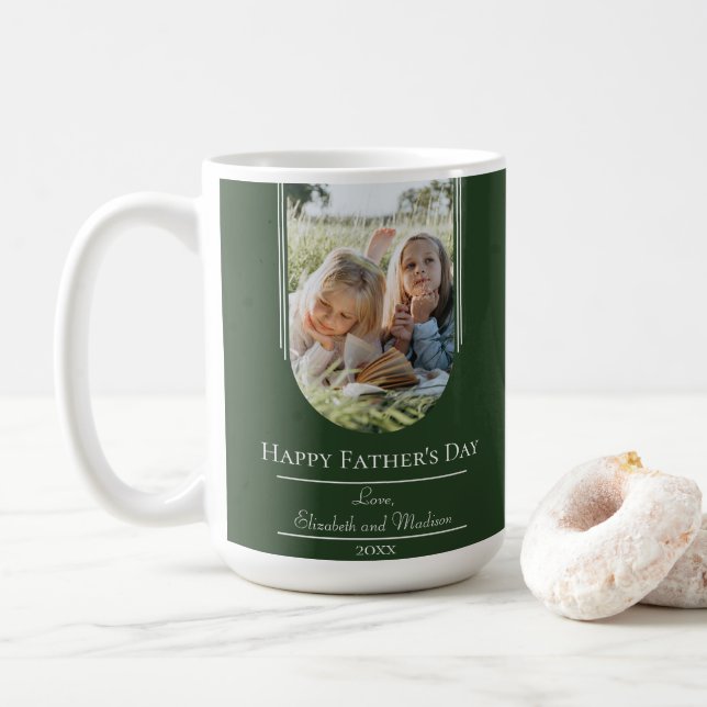 Modern Arch Frame Photo Father's Day | Emerald Coffee Mug (With Donut)