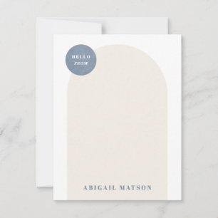 Modern Arch Frame Stationery Note Card - Blue