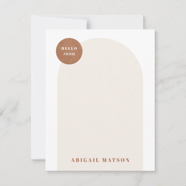 Modern Arch Frame Stationery Note Card - Tan (Front)