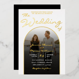 Modern Arch Gold Foil Script & Photo Wedding Foil