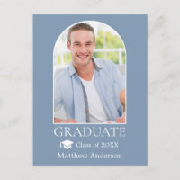 Modern Arch Grad Cap Dusty Blue Graduation