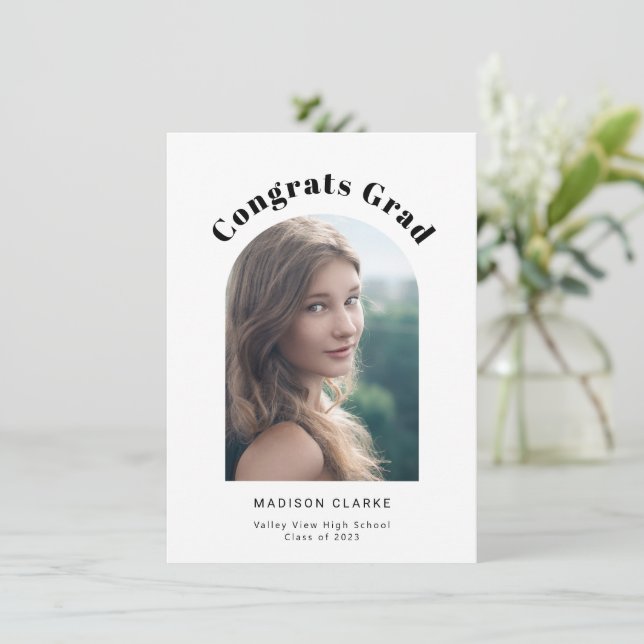 Modern Arch Graduation Photo Announcement (Standing Front)