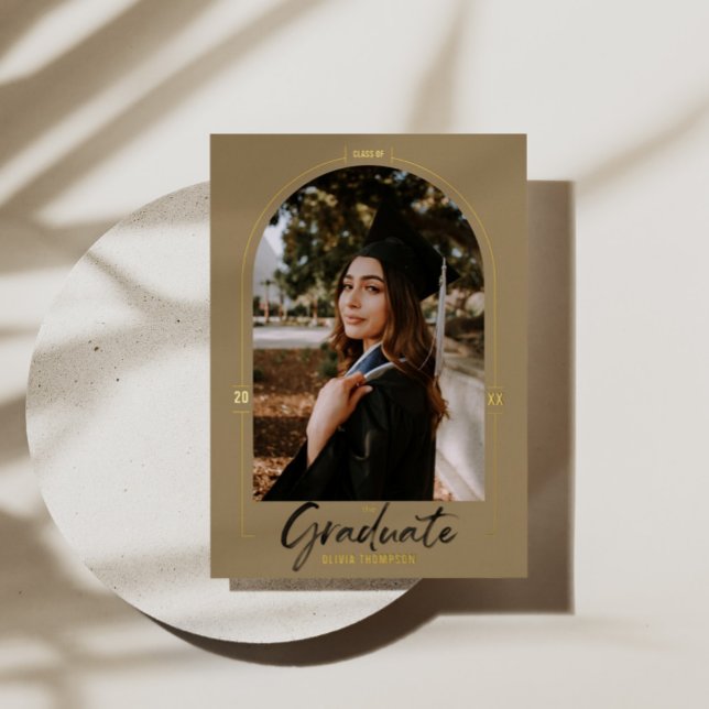 Modern Arch Green Graduation Announcement & Foil  (Creator Uploaded)