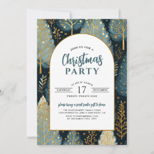 Modern Arch Holiday Forest Custom Christmas Party Invitation