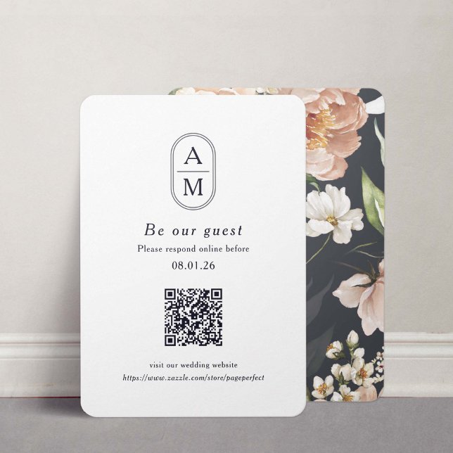 Modern Arch Initials QR Code RSVP cards (Creator Uploaded)
