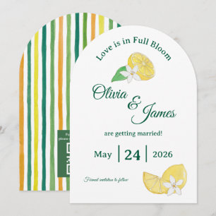 Modern Arch Lemon Citrus Floral Save The Date Card