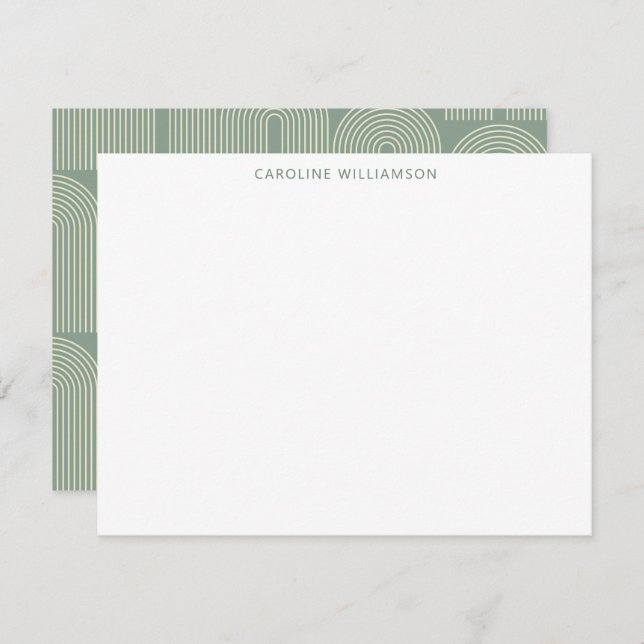 Modern Arch Line Art Sage Personalised Stationery  Card (Front/Back)