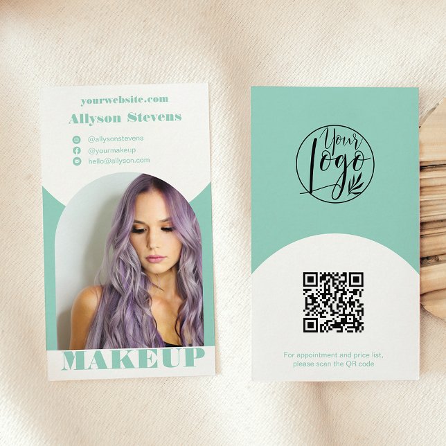Modern arch makeup blue photo qr code logo business card (Modern arch makeup blue photo qr code logo business card)