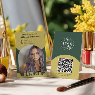 Modern arch makeup yellow green photo qr code logo business card