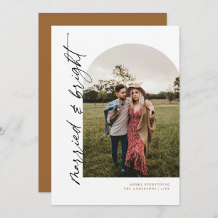 Modern Arch Married and Bright Newlywed Holiday Invitation
