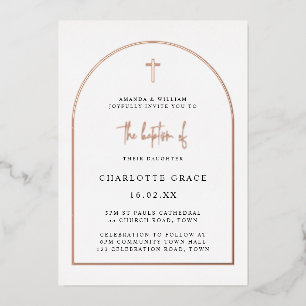 Modern Arch Minimalist Baptism Real Rose Gold