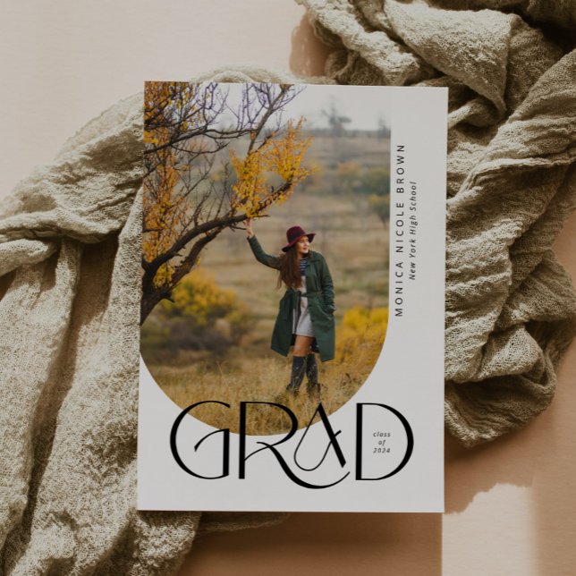 Modern Arch Minimalist Photo Graduation Party Invitation (Creator Uploaded)