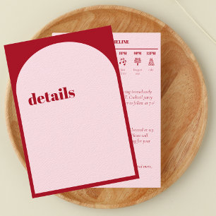 Modern Arch Minimalist Wedding Timeline Details En Enclosure Card