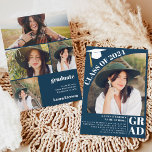Modern arch navy blue 5 photos graduation invitation<br><div class="desc">Get ahead of the curve with our Modern Arch graduation invitations, they're elegantly simple and simply elegant! Our modern boho navy blue 5-photos graduation invitations are the bold statement you need to make. Featuring a bold font with editable dark navy blue, invite your guest to your open house and announce...</div>