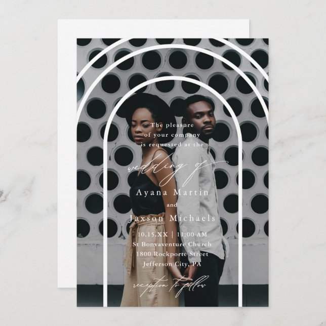 Modern Arch One Photo Wedding Invitation (Front/Back)