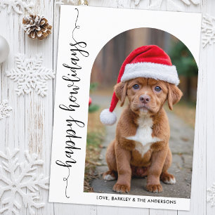 Modern Arch Photo Christmas Happy Howlidays Dog Holiday Card