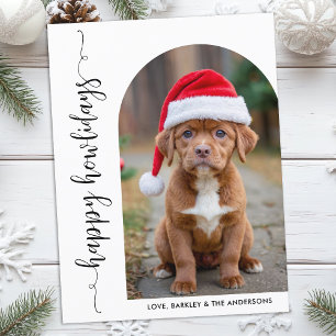 Modern Arch Photo Christmas Happy Howlidays Dog Holiday Postcard