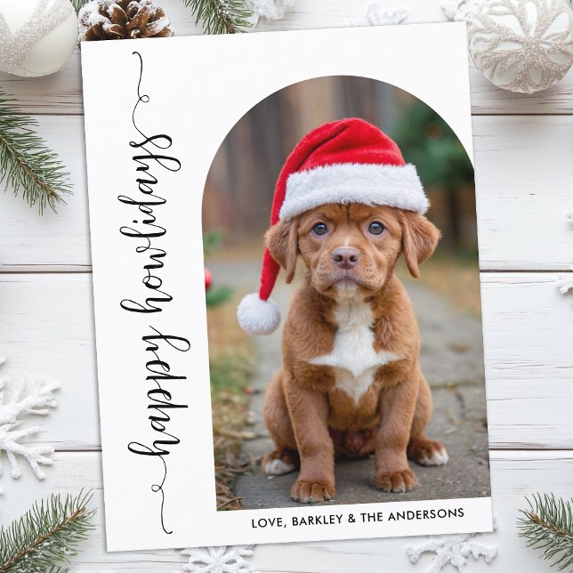 Modern Arch Photo Christmas Happy Howlidays Dog Holiday Postcard (Creator Uploaded)