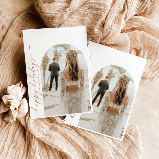 Modern Arch Photo Christmas Holiday Card (Creator Uploaded)