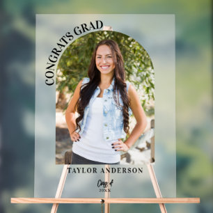 Modern Arch Photo Congrats Grad Graduation Frosted Acrylic Sign