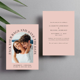 Modern Arch Photo Destination Wedding Blush Save The Date