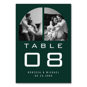 Modern Arch Photo Emerald Green Wedding Table Number