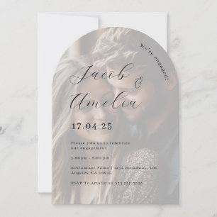 Modern Arch Photo Engagement Party   Invitation